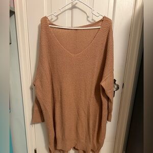 Free People Intimately Cozy Pullover Tan Oversized Waffle Knit Sweater M/L